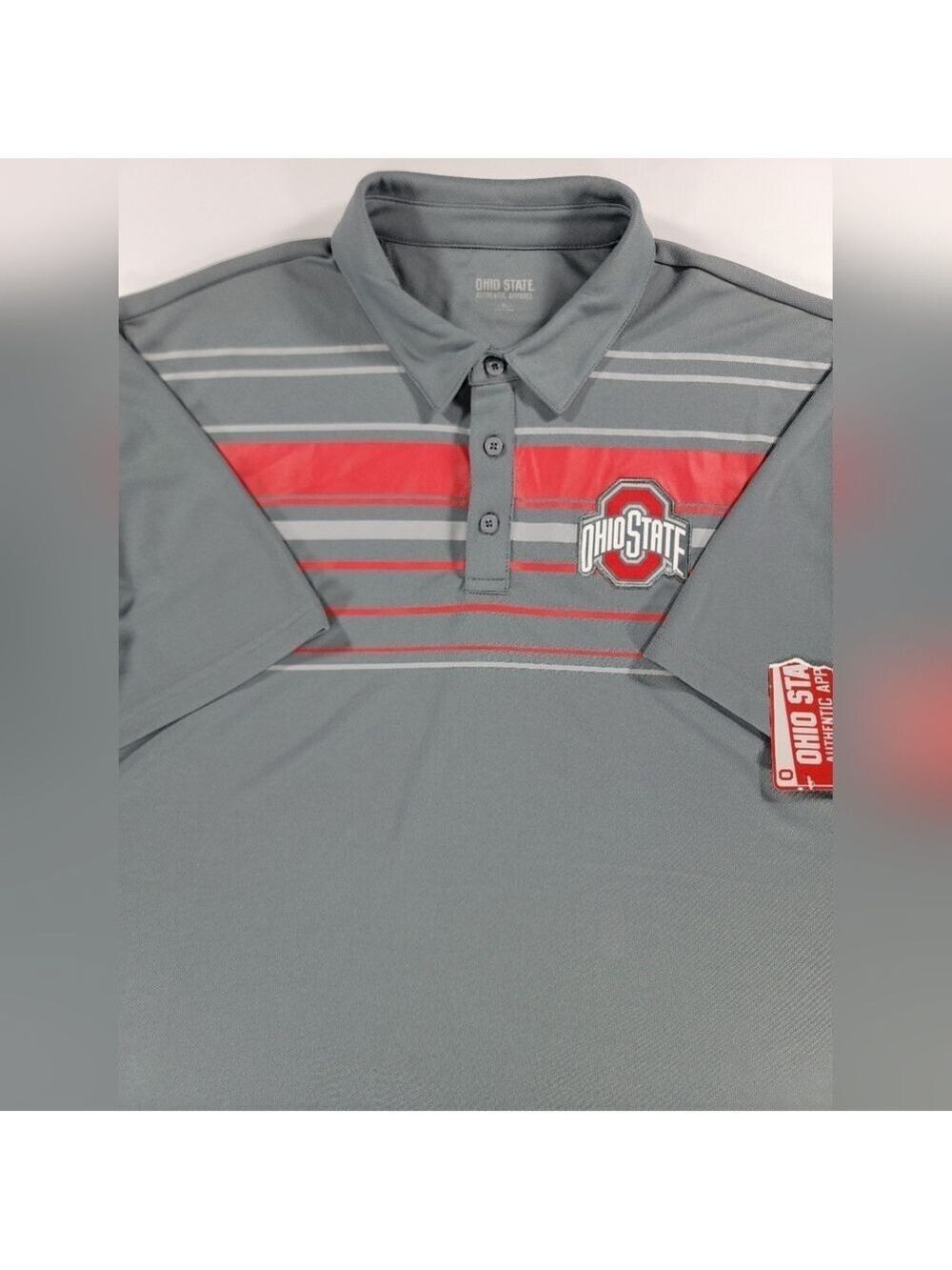 NEW Ohio State Authentic Apparel Polo Shirt Mens XL Gray University Football OSU